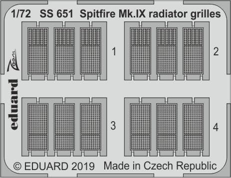 Przejdź do produktu EDUARD SS651 - 1:72 Spitfire Mk.IX radiator grilles