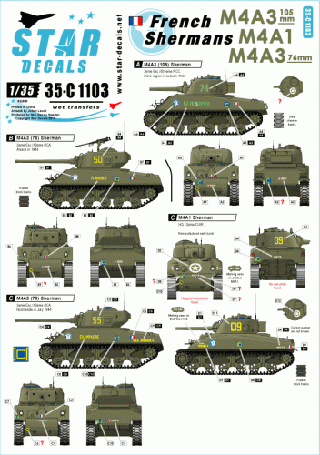 Przejdź do produktu STAR DECALS 35-C1103 - 1:35  French Shermans # 2. M4A3, M4A3 105mm, M4A3 76mm.