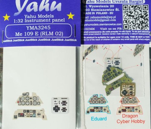 Przejdź do produktu YAHU YMA3245 - 1:32 Messerschmitt Me 109E early (RLM02) tablica przyrządów