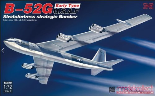 Przejdź do produktu MODELCOLLECT UA72207 - 1:72 B-52G Early Type U.S.A.F Stratofortress Strategic Bomber Broken Arrow 1966, with B-28 Nuclear Bomb