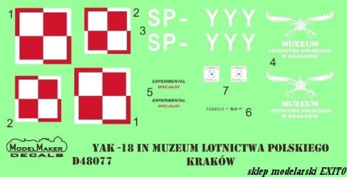Przejdź do produktu MODELMAKER D48077 - 1:48 Yak-18 SP-YYY in Muzeum Lotnictwa Polskiego Kraków