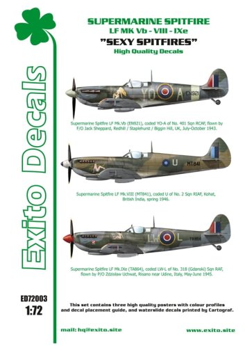 Przejdź do produktu EXITO DECALS ED72003 - 1:72 Sexy Spitfires - Supermarine Spitfire LF Mk Vb - VIII - IXe