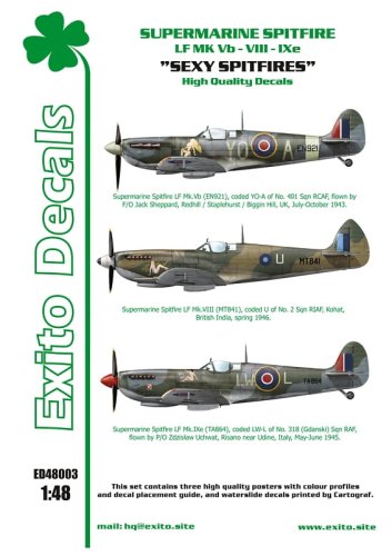 Przejdź do produktu EXITO DECALS ED48003 - 1:48 Sexy Spitfires - Supermarine Spitfire LF Mk Vb - VIII - IXe