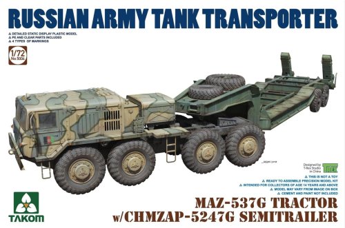Przejdź do produktu TAKOM 5004 - 1:72 MAZ-537G Tractor w/ CHMZAP-5247G Semitrailer