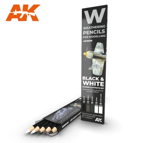 Przejdź do produktu AK INTERACTIVE 10039 - Weathering Pencils - Black & White - Shading & Effects Set - zestaw 5 kredek do weatheringu