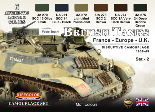 Przejdź do produktu LIFECOLOR CS 44 - British Tanks - France - Europe - UK - Disruptive Camouflage 1936-45 set 2