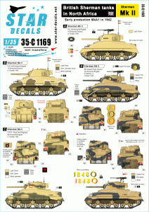 STAR DECALS 35-C1169 - Sherman Mk II in 1942. British Sherman tanks in North Africa.