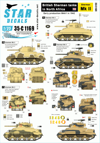 Przejdź do produktu STAR DECALS 35-C1169 - Sherman Mk II in 1942. British Sherman tanks in North Africa.
