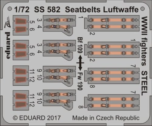 Przejdź do produktu EDUARD SS582 - 1:72 Seatbelts Luftwaffe WWII fighters - Steel