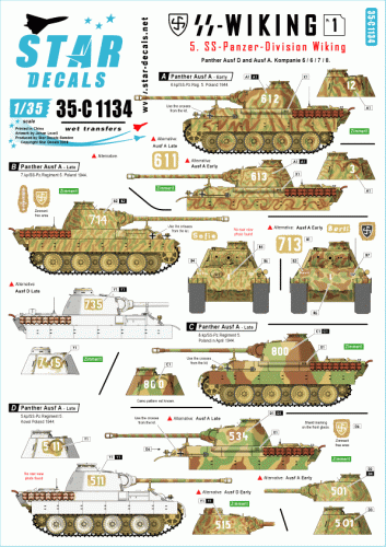 Przejdź do produktu STAR DECALS 35-C1134 - 1:35 SS-Wiking # 1. Panther Ausf D and A.