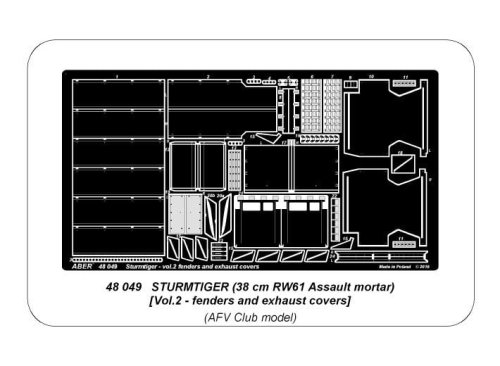 Przejdź do produktu ABER 48049 - 1:48 Sturmtiger 38 cm RW61 Assault mortar Vol.2 - fenders and exhaust covers