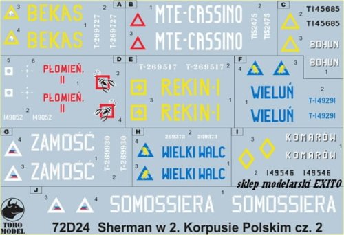 Przejdź do produktu TORO MODEL 72D24 - 1:72 Shermany w 2 Korpusie Polskim  Włochy 1945 cz.2