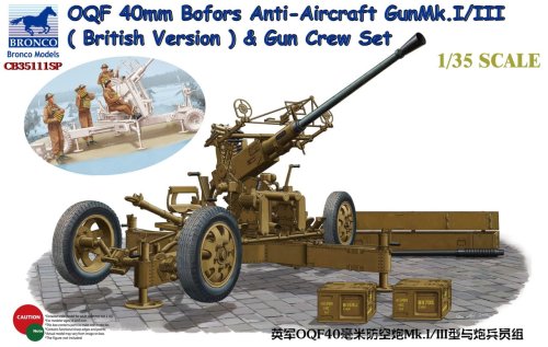 Przejdź do produktu BRONCO CB 35111SP - 1:35 OQF 40mm Bofors Anti-Aircraft Gun Mk.I/III (British Version) & Gun Crew Set