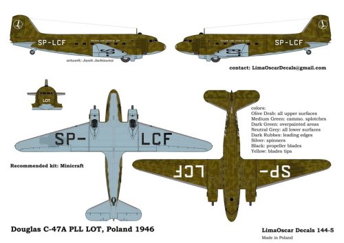 Przejdź do produktu LIMAOSCAR 1445 - 1:144 Douglas C-47 LOT 1946 / 1946-47