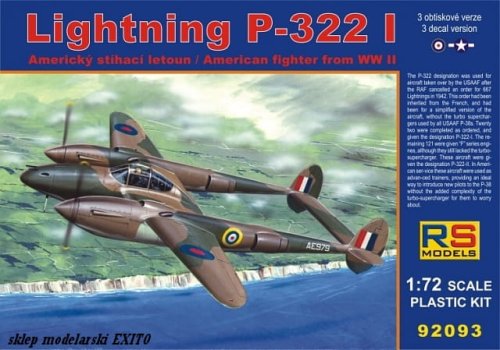 Przejdź do produktu RS MODELS 92093 - 1:72 Lightning P-322 I