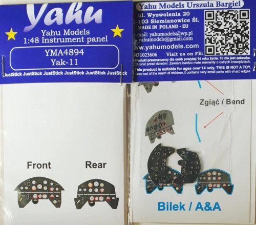 Przejdź do produktu YAHU YMA4894 - 1:48 Yak-11 tablica przyrządów