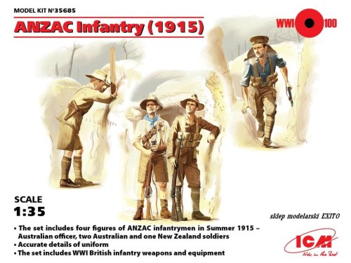 Przejdź do produktu ICM 35685 - 1:35 ANZAC Infantry 1915 ( Australian and New Zealand Army Corps )