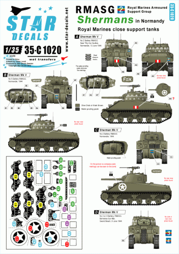 Przejdź do produktu STAR DECALS 35-C1020 - 1:35 RMASG Shermans. Royal Marines tanks in Normandy. Sherman Mk V