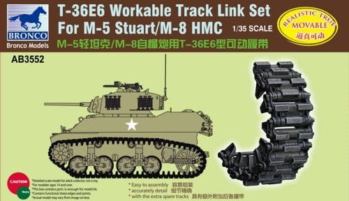 Przejdź do produktu BRONCO AB 3552 - 1:35 T-36E6 Workable Track Set For M-5/M-8 Stuart