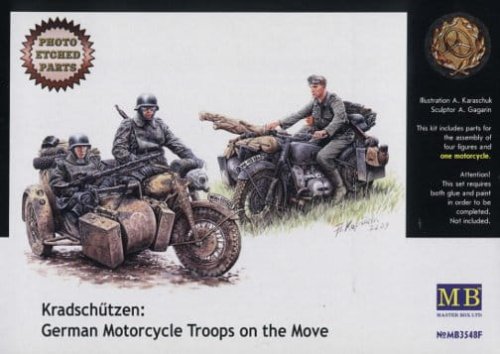 Przejdź do produktu MASTER BOX 3548 - 1:35 Kradschutzen: German Motorcycle Troops on the Move