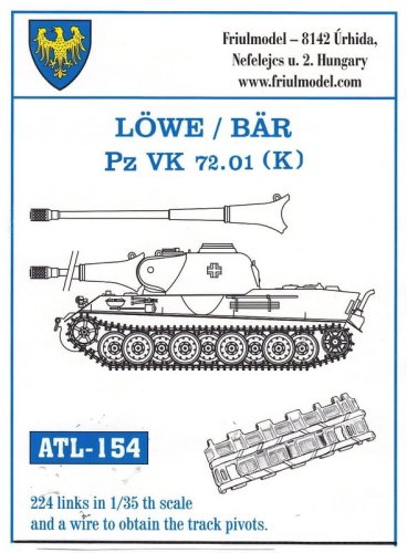 Przejdź do produktu Friulmodel ATL-154 - 1:35 Metalowe gąsienice Löwe / Bar / Pz VK 72.01 (K)