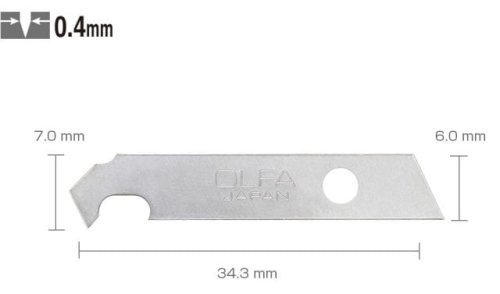 Przejdź do produktu OLFA KB4-P/5 - 5 sztuk ostrzy do cięcia płyt polistyrenu, plexi, do skalpeli AK-1 i AK-4