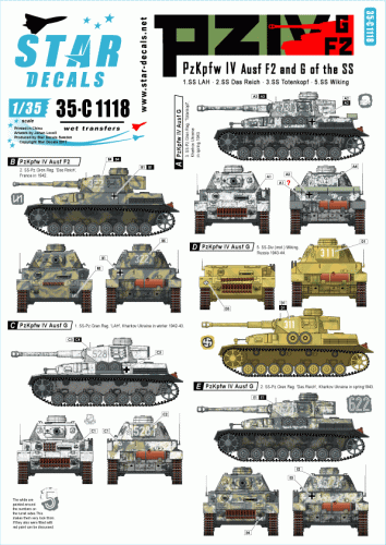 Przejdź do produktu STAR DECALS 35-C1118 - 1:35 PzKpfw IV F2 and G. PzKpfw IV of the Waffen-SS. LAH, Das Reich, Totenkopf and Wiking.