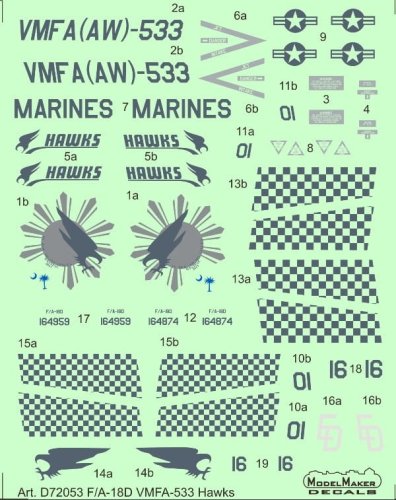 Przejdź do produktu MODELMAKER D72053 - 1:72 F/A-18D VMFA-533 Hawks