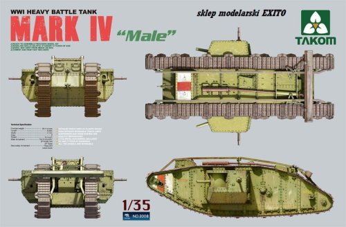 Przejdź do produktu TAKOM 2008 - 1:35 Mark IV Male - WWI Heavy Battle Tank