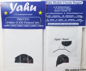 YAHU YMA7231 - 1:72 Fokker DXXI Finland late tablica przyrządów