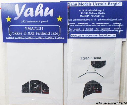 Przejdź do produktu YAHU YMA7231 - 1:72 Fokker DXXI Finland late tablica przyrządów