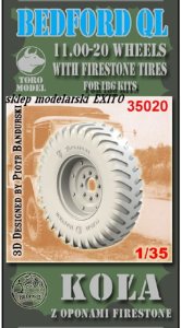 TORO MODEL 35020 - 1:35 Bedford QL - 11.00x20 Wheels with Firestone tires (koła do Bedfordów IBG) - komplet 5 szt.