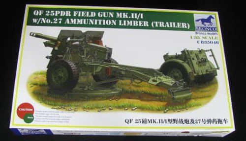 Przejdź do produktu BRONCO CB 35046 - 1:35 QF 25 pdr Field Gun Mk. II/I w/No.27 Ammunition Limber (Trailer)
