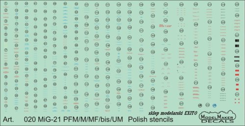 Przejdź do produktu MODELMAKER D48020 - 1:48 MiG-21PFM / M / MF/ bis / UM Polish stencils
