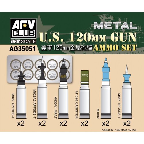 Przejdź do produktu AFV CLUB AG 35051 - 1:35 US 120mm Gun Ammo Set