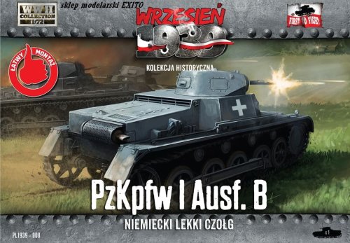 Przejdź do produktu FIRST TO FIGHT 008 -  Wrzesień 1939 - 1:72 Pz.Kpfw. I Ausf. B Niemiecki czołg lekki - Gazetka w zestawie z modelem
