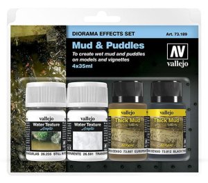 VALLEJO 73189 Mud & Puddle 4 x 35ml Diorama Effect Set