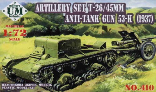 Przejdź do produktu UNIMODELS 410 - 1:72 T-26T w/ 45mm AT gun model 1937 (53-K)