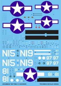 TECHMOD 32020 - 1:32 Grumman TBF/TBM-1C Avenger w/canopy mask