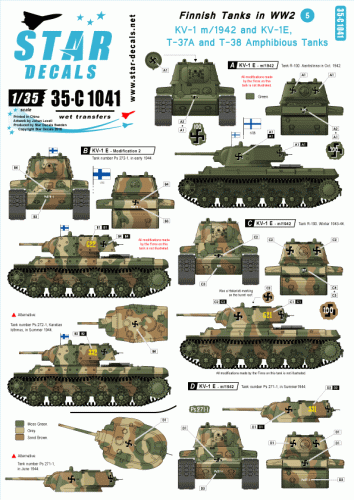 Przejdź do produktu STAR DECALS 35-C1041 - 1:35 Finnish Tanks in WW2 # 5. KV-1, T-37A and T-38 Amphibious Tanks.