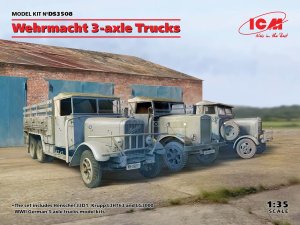 ICM DS3508 - 1:35 Wehrmacht 3-axle Trucks (Henschel 33D1, Krupp L3H163, LG3000)