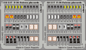 EDUARD 32517 - 1:32 F-16 placards