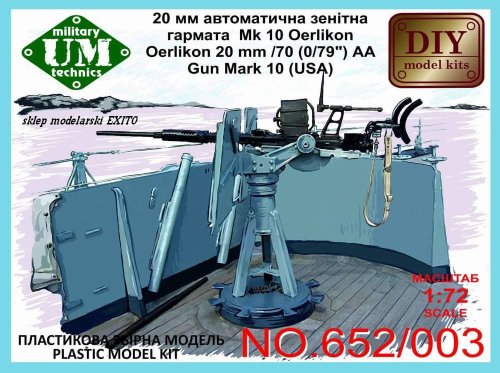 Przejdź do produktu UNIMODELS UM-MT 652 - 1:72 Oerlikon 20mm / 70 (0,79") Mk 10 ( USA )