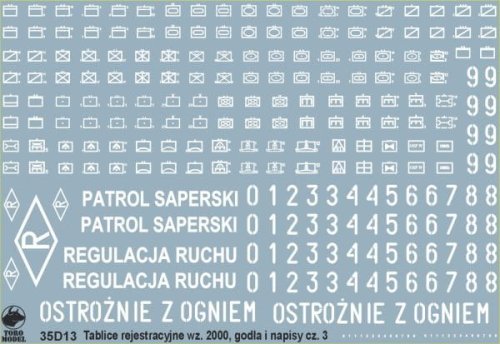 Przejdź do produktu TORO MODEL 35D13 - 1:35 Tablice rejestracyjne wz.2000, godła i napisy eksploatacyjne pojazdów Wojska Polskiego cz.3