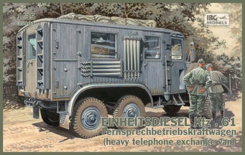 Przejdź do produktu IBG 35004 - 1:35 Einheitsdiesel Kfz.61 Fernsprechbetriebskraftwagen (heavy telephone exchange van)