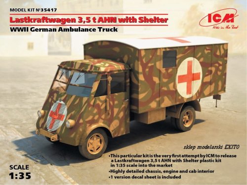 Przejdź do produktu ICM 35417 - 1:35 Lastkraftwagen 3.5 t AHN with Shelter WWII German Ambulance Truck