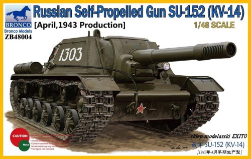 Przejdź do produktu BRONCO ZB 48004 - 1:48 Russian Self-Propelled Gun SU-152 (KV-14) April 1943 Production