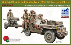 BRONCO CB 35170 - 1:35 British 6pdr Anti-Tank Gun (Airborne) With 1/4Ton Truck & Crew
