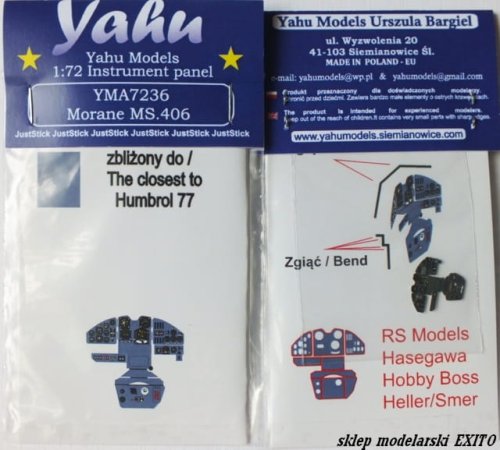 Przejdź do produktu YAHU YMA7236 - 1:72 Morane Saulnier MS.406 tablica przyrządów