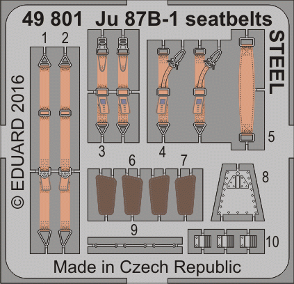 Przejdź do produktu Eduard 49801 - 1:48 Ju 87B-1 seatbelts - Steel